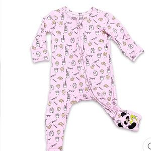 Bellabu Bear Milk & Cookies Footie - Size 0-3 - Very Gently Used